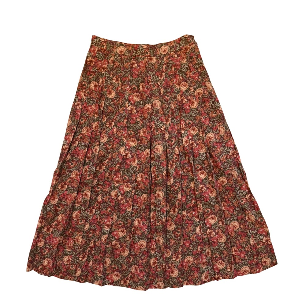 Vintage Laura Ashley Floral Midi Skirt Made in Great Britain Pleated
